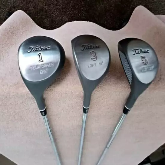 TZ GOLF - Titleist Tour Driver, 3 Wood, & 5 Wood Reg Flex Steel Shaft - LH SET