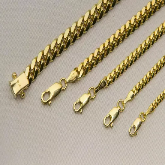 Solid 10K Yellow Gold Miami Cuban link Necklace Chain 2mm-6mm Sz 20"-30" 