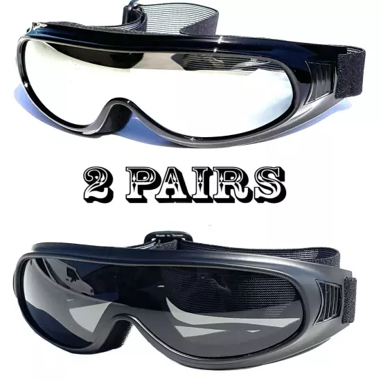 MOTORCYCLE GOGGLES FIT OVER PRESCRIPTION GLASSES SIDE VENTS CHOICE LENS COLOR 