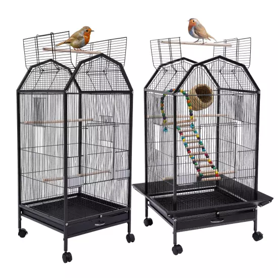 Bird Cage Large Pet cage Wheels Parrot Parakeet Canary Finch Conure with Stand