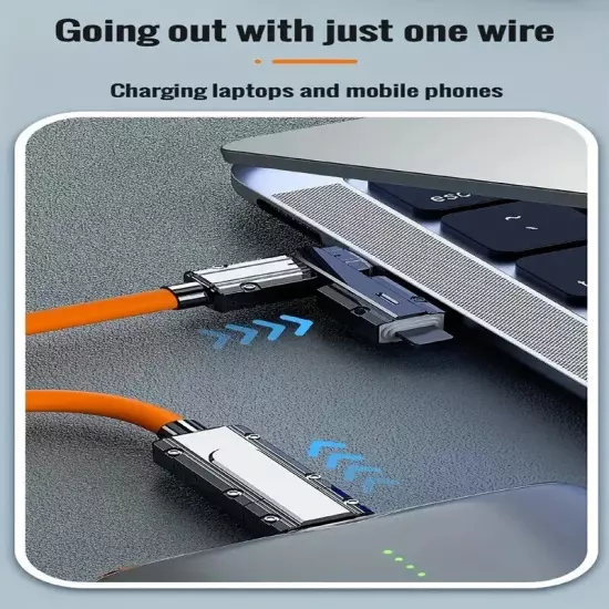 4-In-1 120W Fast Charging Cable Charger Data 6.6 Ft Cord USBC For iPhone Samsung