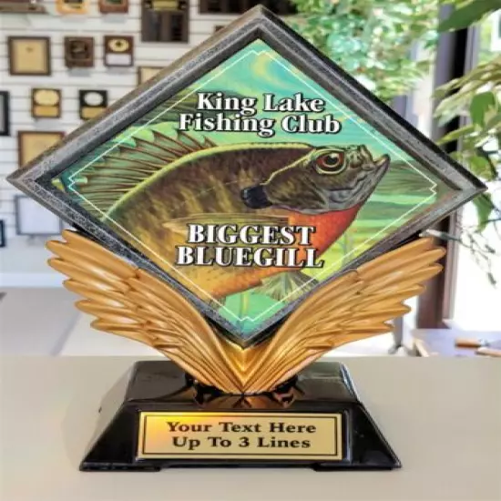 BLUE GILL FISHING TROPHY RESIN DIAMOND 11 1/2" TALL FREE TEXT P~55411GS LARGE *