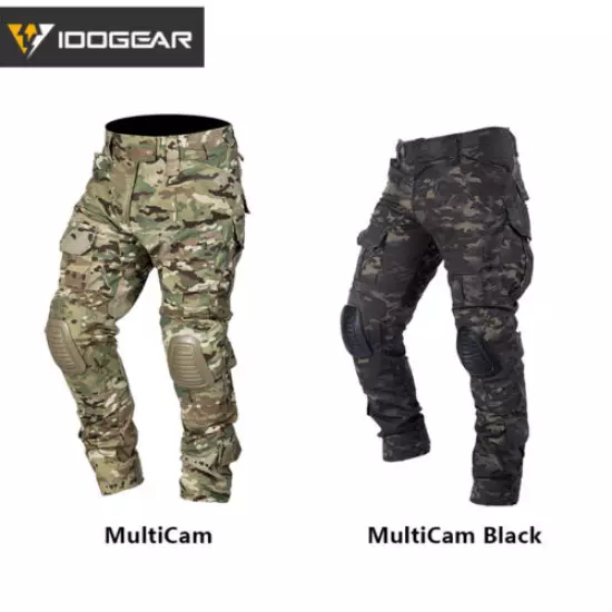 IDOGEAR Combat Pants Mens W/ Knee Pads Camo Airsoft Military Army Trousers Camo