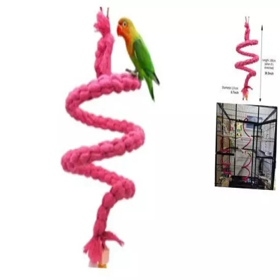 Birdpiral Rope Perch, Cotton Parrotwing Climbingtanding Toys, Bird S Carmine