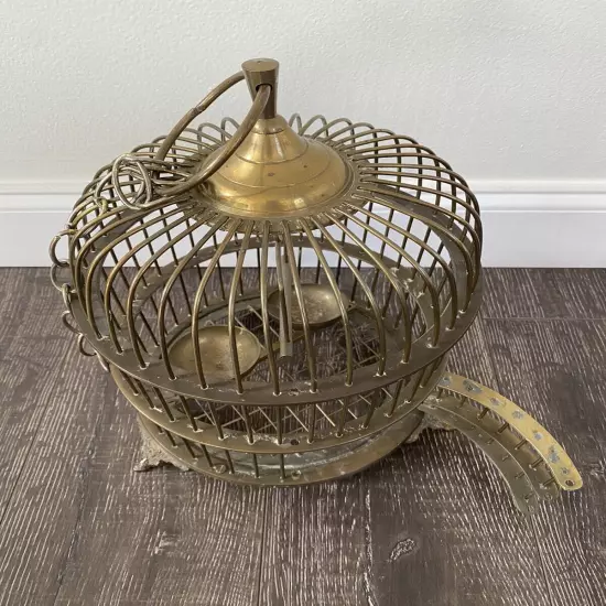 Vintage High Quality Brass Hanging Footed Birdcage