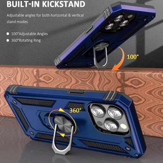 For iPhone 11/11 Pro Max Case Phone Cover Shockproof Kickstand + Tempered Glass