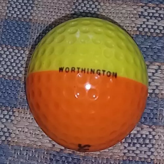 Vtg WORTHINGTON ECLIPSE STROBE 3 GOLF BALL YELLOW/ORANGE BICOLOR 2 COLOR rare!