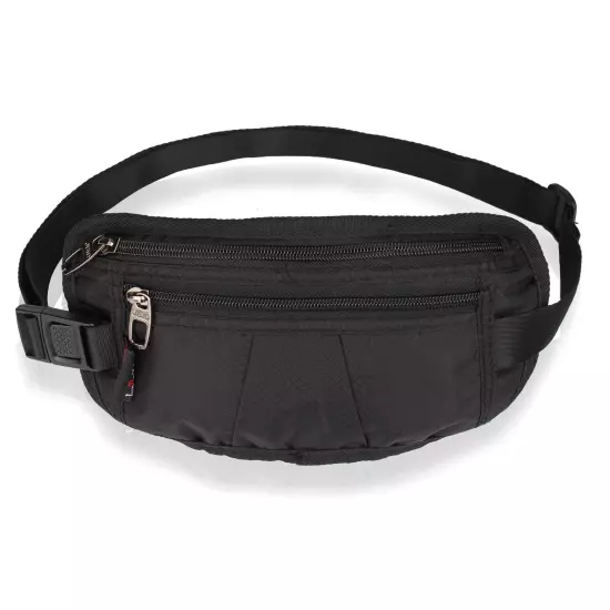 RFID Blocking Travel Money Belt - Waterproof Security Waist Wallet Passport Bag