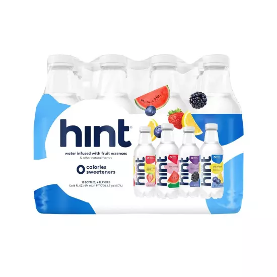 Hint Water Watermelon, Blackberry, Cherry, and Pineapple 16 Ounce, Pack of 12