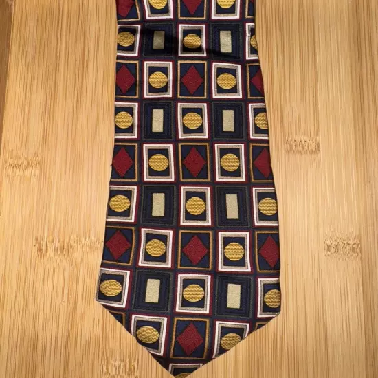 Keith Daniels Italy New York Abstract Multicolor Geometric Silk Tie - 58L 3.75W