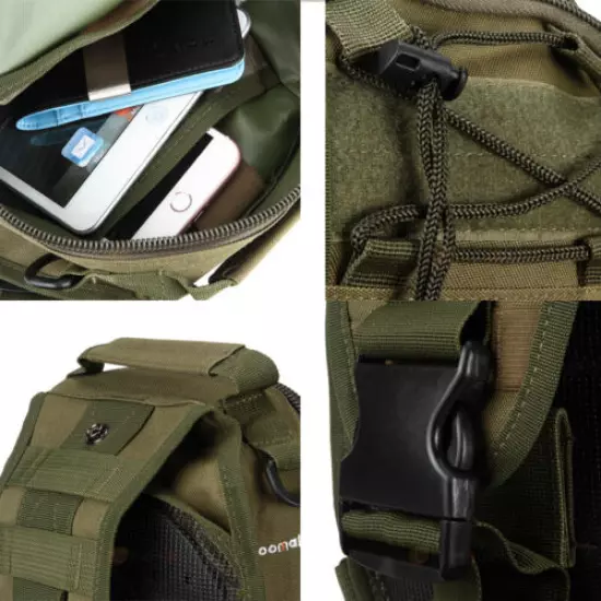 Military Chest Sling Bag Molle Crossbody Shoulder Pack Single Strap Backpack