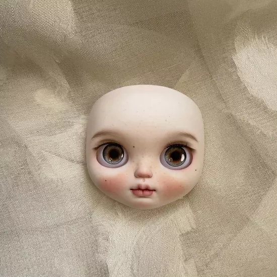 Handmade Blythe Doll Faceplate - White Skin RBL Custom with Full Makeup