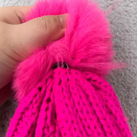 BP Nordstrom Beanie Toque Womens One Size Hot Pink Knit Detachable Pom Acrylic