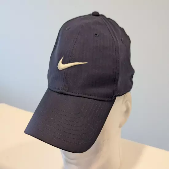 Nike DriFit lightweight Pinstripe Pattern Hat Baseball Cap Adjustable Strap Navy