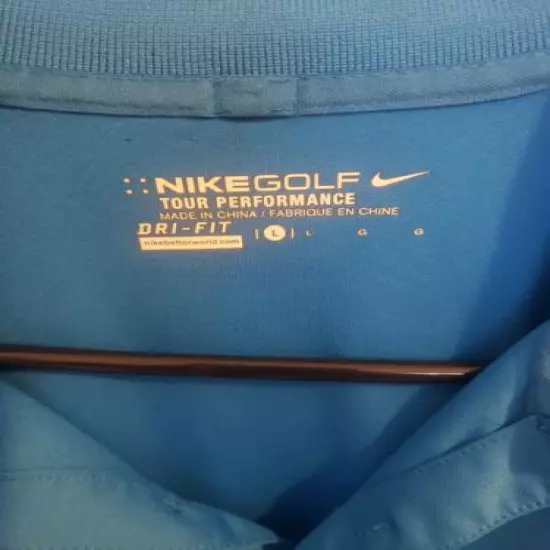 NIKE Golf TOUR PERFORMANCE Blue Dri Fit GOLF Polo Shirt Large EUC