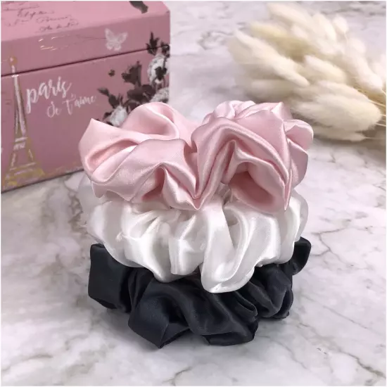 Celestial Silk Scrunchies for Hair - Pure Mulberry Silk Hair Ties 3 Piece Set