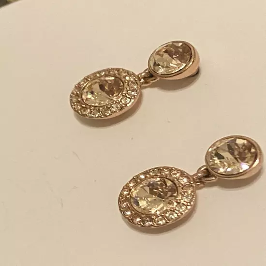 Givenchy Rose Gold Tone Crystal Dangle Drop Earrings 