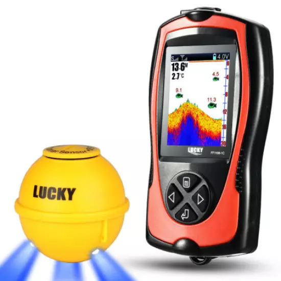 Lucky FF1108-1CWLA 45m Wireless/Sonar Rechargeable Fish Fishing Finder funshare