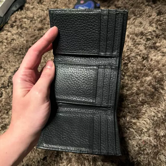 Cole Haan Men's Black 100% Genuine Leather Tri-Fold Wallet