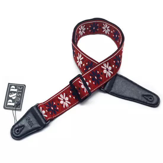 Embroidery Bohemian Cotton Electric Acoustic Guitar Belt Adjustable Soft Strap 