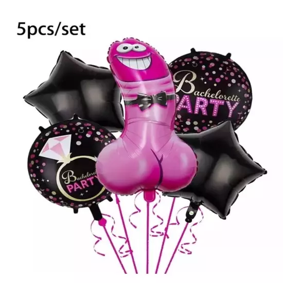 5pcs Inflatable Foil Balloon Willy Dick Hen Party Toy Bride Shower Set