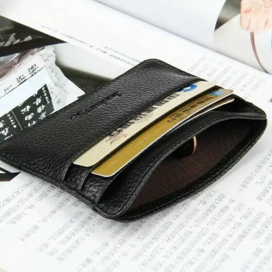 Leather Slim Minimalist Wallet for Men Women RFID Thin Credit Card Holder Wallet