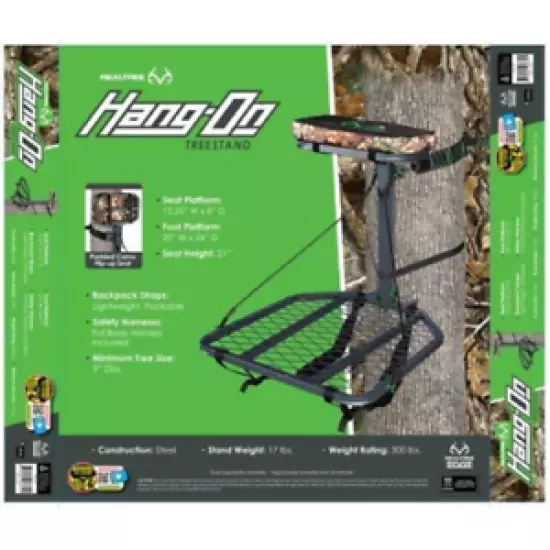 Realtree Hang-on Hunting Treestand with Realtree Seat Cushion & Backpack Straps