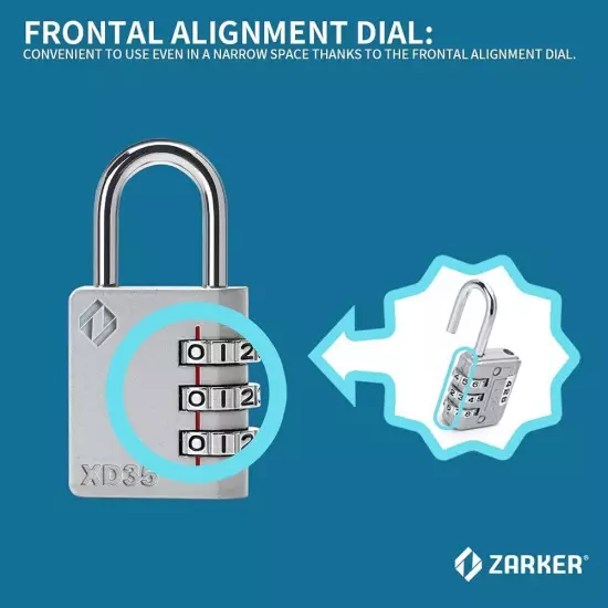 XD35 Combination Lock, 3-Digit Padlock for School Gym Sports LockerLock, Fenc...