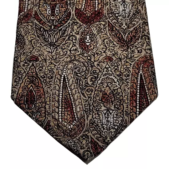 Alexander Cross Brown Shades Paisley Style All Business SILK Necktie