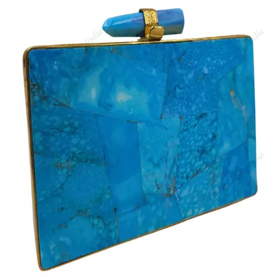 Natural Gemstone Clutch Purse, Rectangle Shape Bag, Avaliable in Multiple Stones