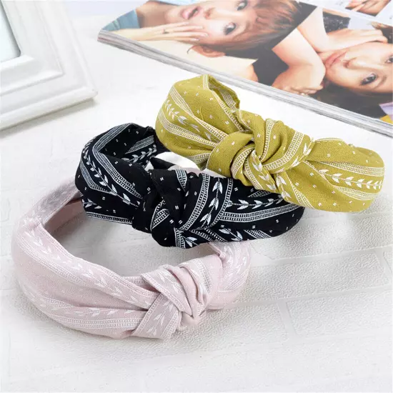 Ladies Print Head Hoop Headband Middle Cross Knotted Hairband Hair Accessories ღ