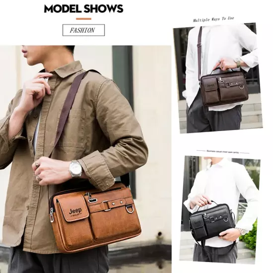 Multi-Function Business Handbags Men New Man'S Shoulder Bags Large Capacity Leat