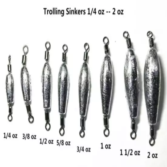 Trolling Sinkers Insert #7 Crane Swivels Fishing Sinkers - 10 per pack