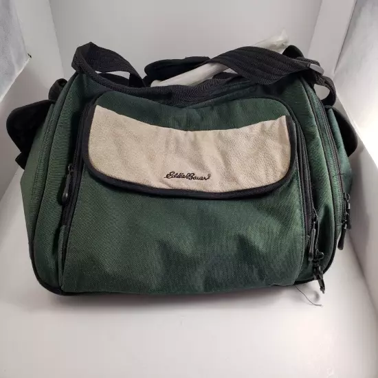 Eddie Bauer Bag 16x11x9 Multi Use Green with Pigskin Accents