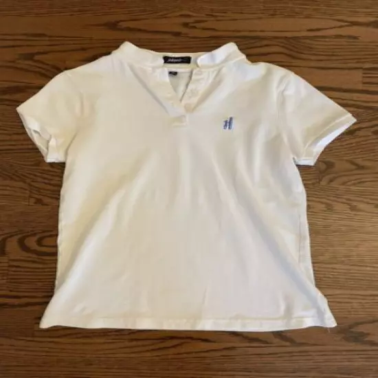 JOHNNIE'O Women's Polo Shirt White Size Medium Short Sleeve Half Collar Preppy