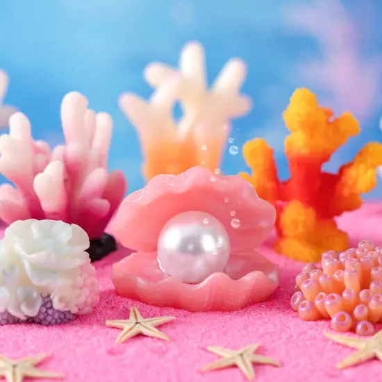 Cute Micro Colorful Artificial Coral Mermaid Resin Ornament Fish Tank Decorat Sn