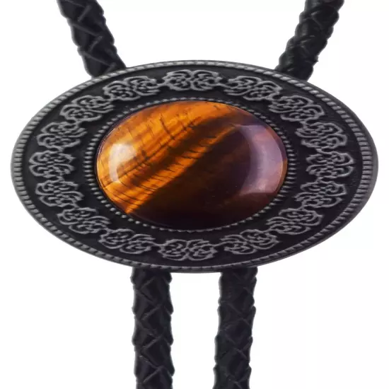 Moranse Bolo Tie with Round Flower And Gem Stone Parterre Style Genuine and C...