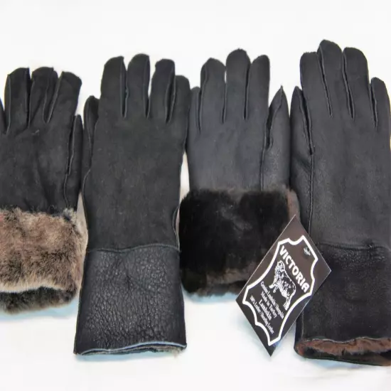 REAL GENUINE SHEEPSKIN SHEARLING LEATHER GLOVES UNISEX Fur Winter 2 Colors S-2XL