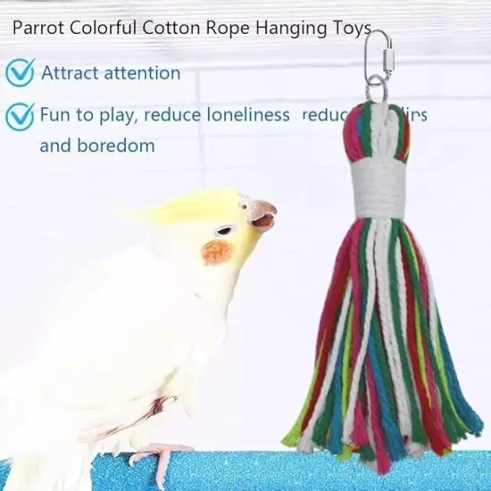 ASOCEA Pet Bird Parrot Colorful Cotton Rope Bite Chew Cage Hanging Toys for Cock