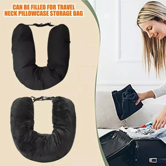 Portable Travel Neck Pillow Storage Bag Car Airplane Headrest Pillow O2O61167