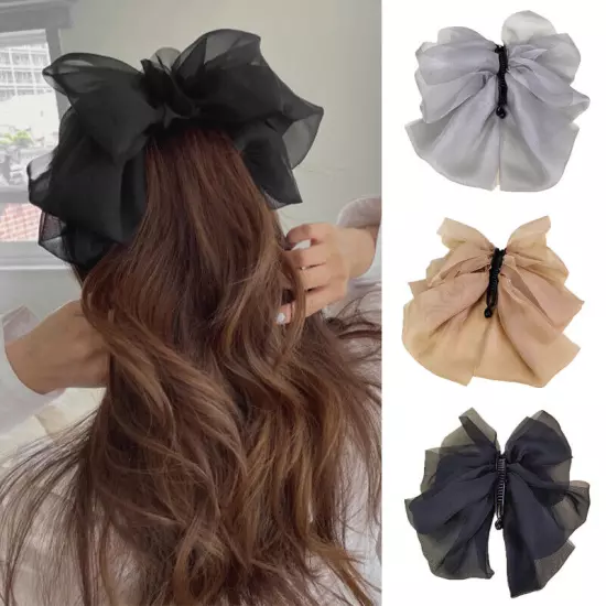 Multi-layer Bowknot Hair Clip Satin Barrette Hairpin Ponytail Hair Accessories ✔