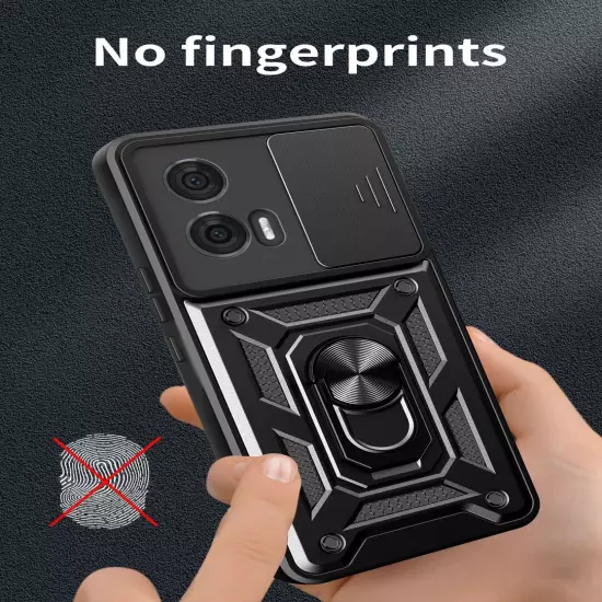 For Motorola Edge 2024 Shockproof Ring Stand Case Armor Rugged+Camera Lens Cover