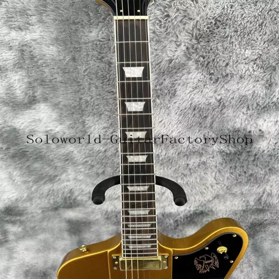 Solid Body Custom Firebird Gold Electric Guitar Gold Hardware Black Pickguard