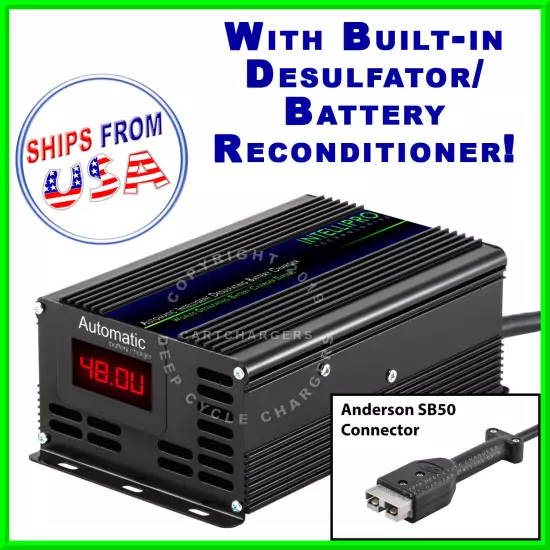 48 Volt Anderson SB50 Golf Cart Battery Charger w/Desulfator Reconditioner