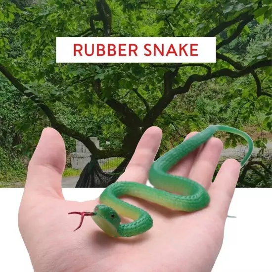 Simulation soft plastic toy snake Simulation Snake Rubber Tip Toy - Green K7M3