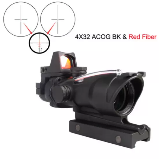 Optics 4X32 Green/Red Fiber Rifle Scope Sight with RMR Red Dot Sight