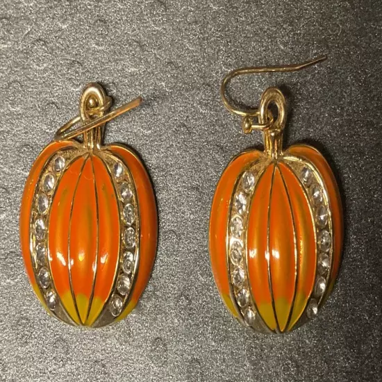 Pumpkin Earrings. Festive, Fall , Halloween Rhinestone