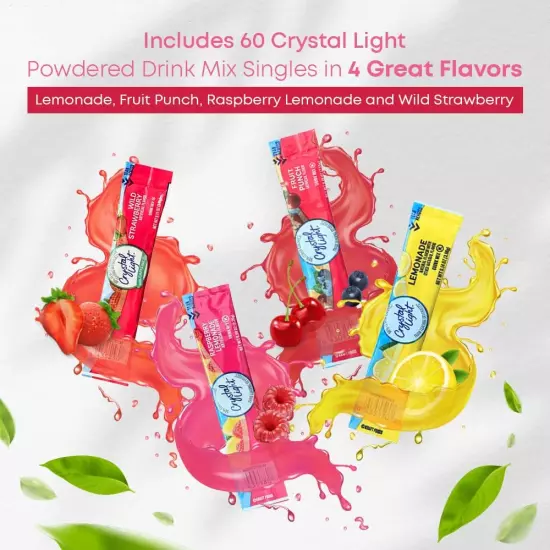 Crystal Light Lemonade, Fruit Punch, Raspberry Lemonade & Wild Strawberry Sugar-