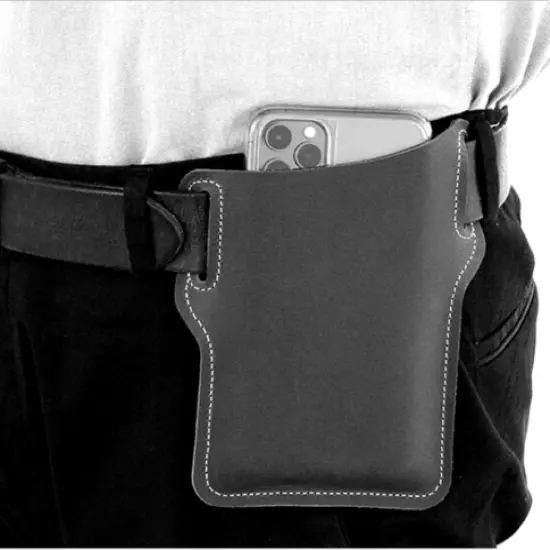 Men waist Bag belt pack outdoor phone case tool Holder Cow Leather black H20