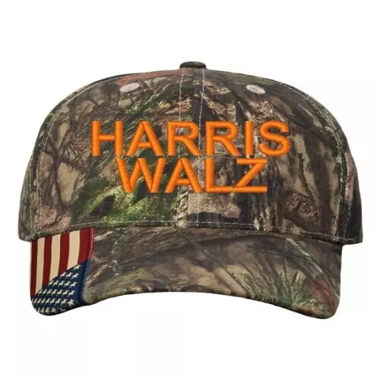 HARRIS-WALZ CAMO HAT HARRIS WALZ 2024 CAP USA FLAG